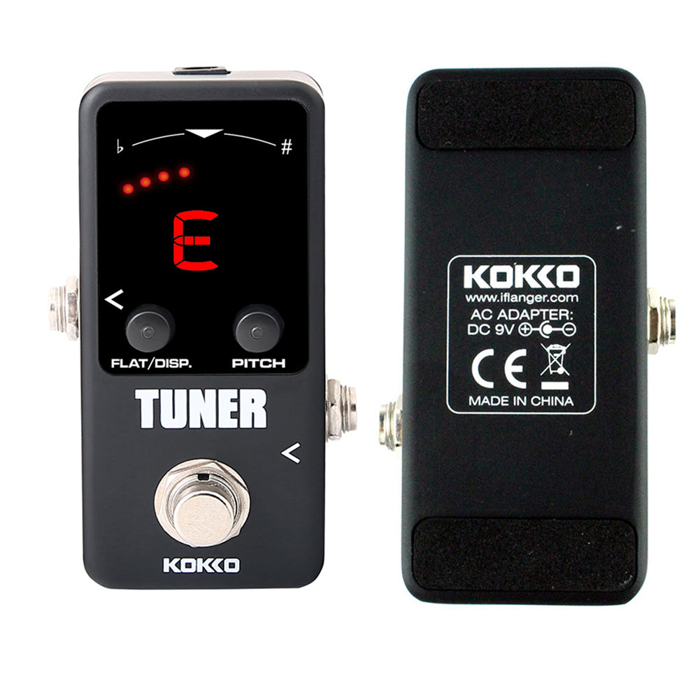 KOKKO Mini Pedal Tuner Guitarra Guitar Bass Violin Ukelele Stringed Instruments Tuner Effect Device FTN-2 black