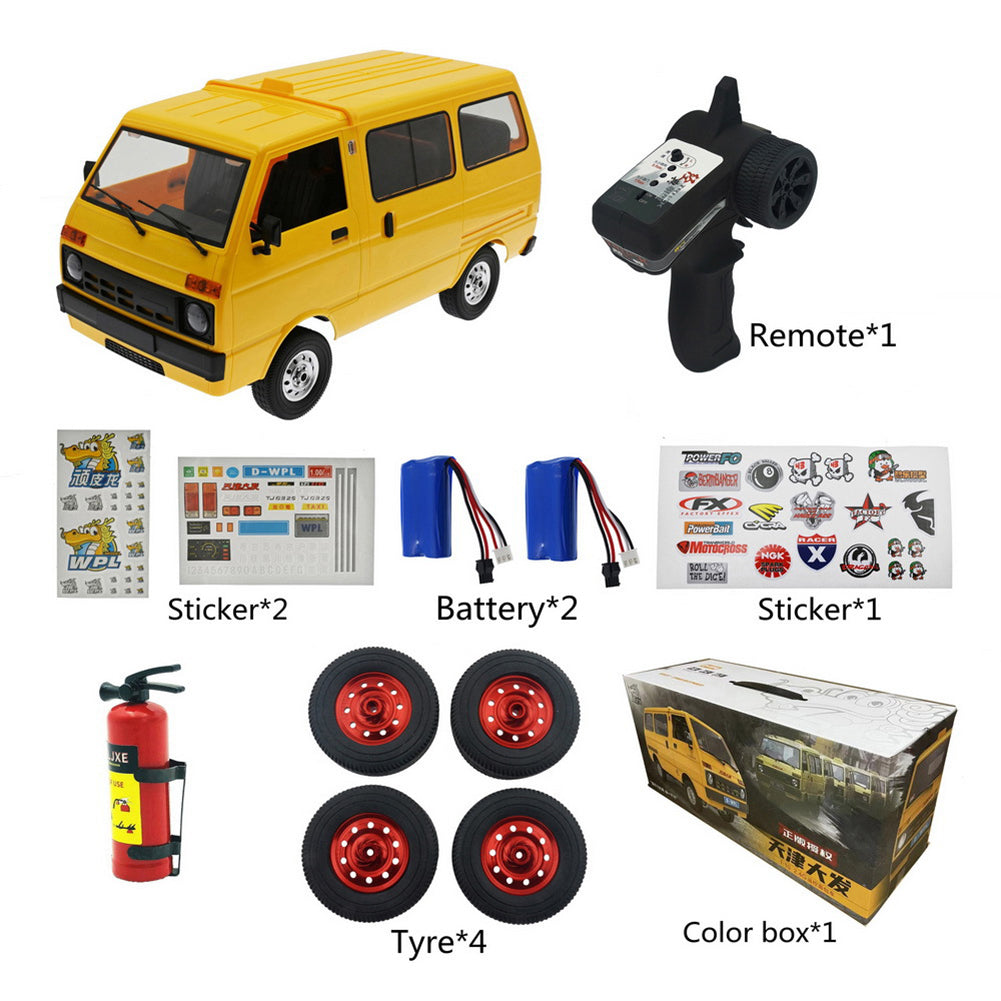 Wpl D42 Van 1:10 Tj110 Drift Remote Control Car With Sticker Metal Tire Large-angle Steering Children Gifts Play Toys For Boys Red 2 battery