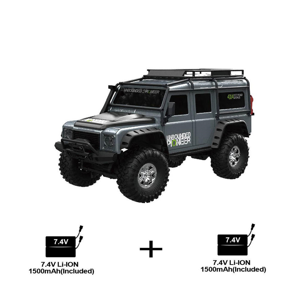 1/2 Battery HB ZP1001 1/10 2.4G 4WD Rc Rally Car Proportional Control Retro Vehicle LED Light RTR Model Outdoor Toys gray_Double battery