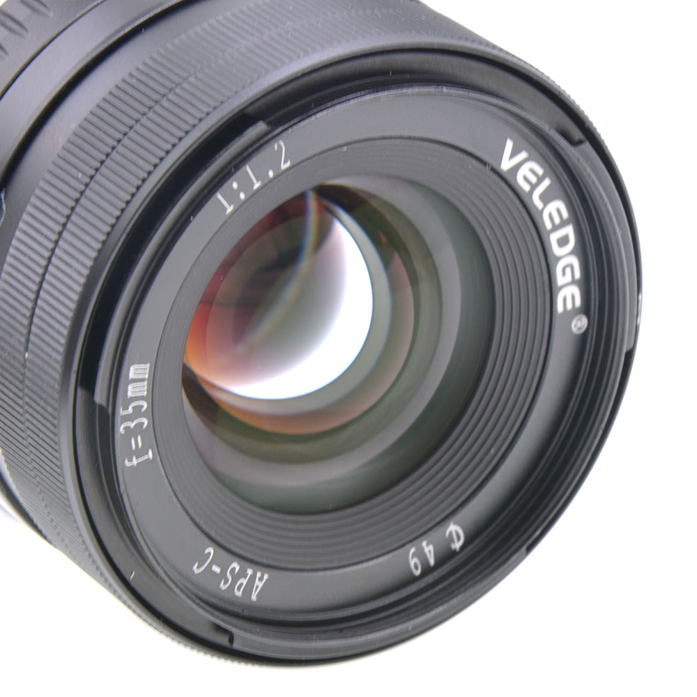 VELEDGE 35MM F1.2 Large Aperture Manual Lens for Fuji Cameras X-A1 X-A10 X-A2 X-A3 X-at X-M1 X-M2 X-T1 X-T10 X-T2 X-T20 X-Pro1 X-Pro2 X-E1 X-E2 X-E2s black