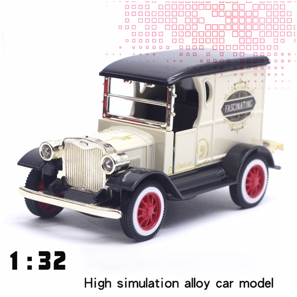 1:32 Classic Ford Retro Vintage Cars Alloy Car Model with Sound Light Convertible Car Toy T-class classic car white