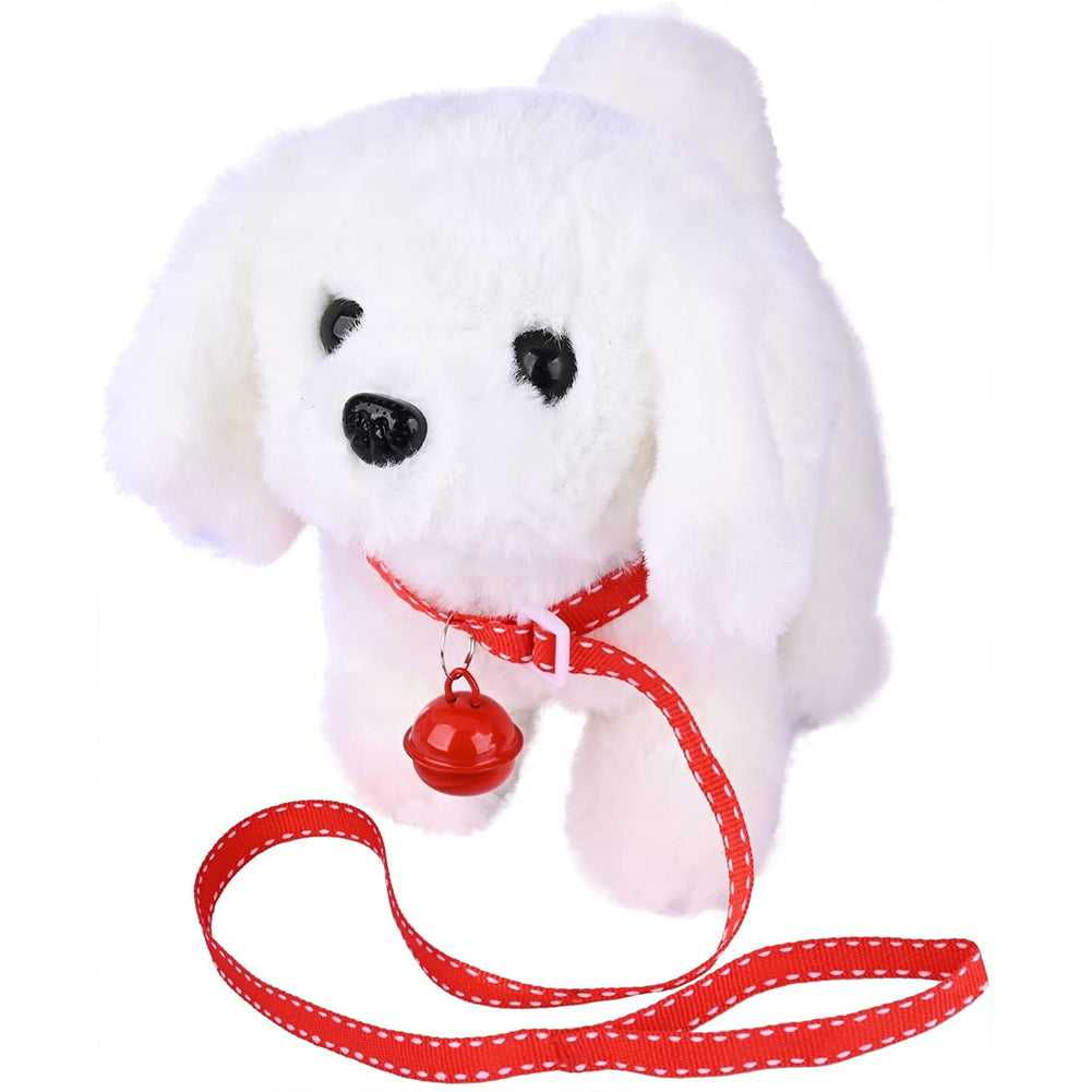 Simulation Plush Dog Electronic Interactive Pet Puppy + Traction Rope Walking Barking Tail Wagging Companion Toys For Kids Bichon