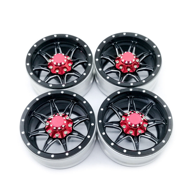 4Pcs RC Rock Crawler Metal Rims 1.9 Inches Beadlock for 1/10 Axial SCX10 90046 TAMIYA CC01 D90 D110 TF2 black