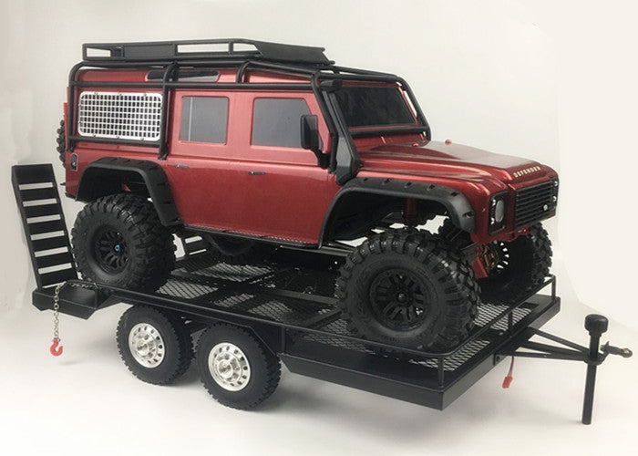 Bouble Axis Heavy Duty All Metal Trailer for 1/10 Rc Rock Crawler Truck Traxxas Trx4 Axial Scx10 90046 90047 Cc01 D90 D110 black