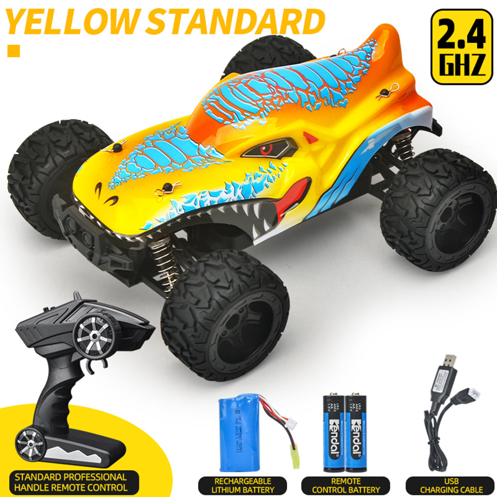 866-166 2.4g 35 Km/h 1:16 High Speed Car Spring Stroke Adjustable Shock Absorber 390 Motor (with Brush) Remote Control Car Yellow