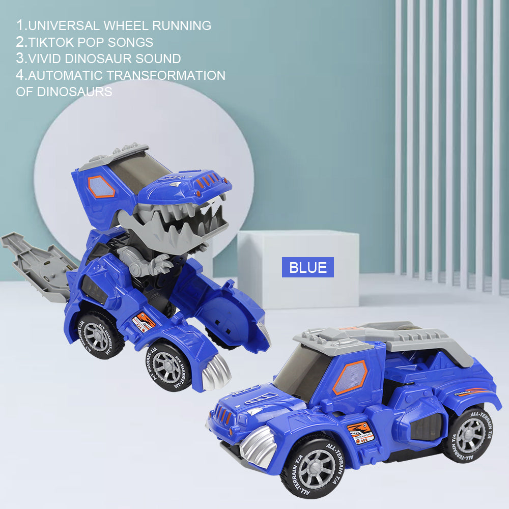 Remote Control Car Deformation Automatic Transform with Light and Music Toy Car for Children Gift blue