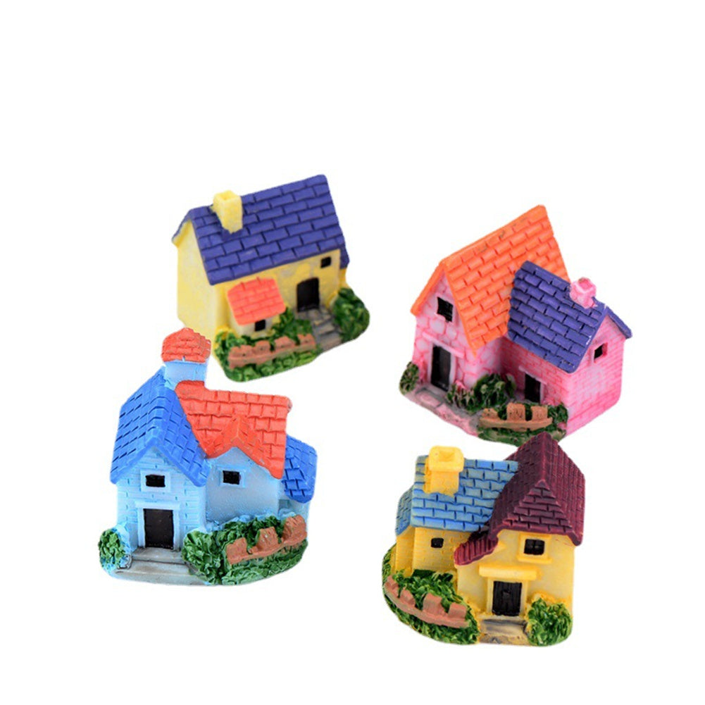 Resin Mini Fairy Tale Garden Thatched House Mini House Decoration Ornaments Random color