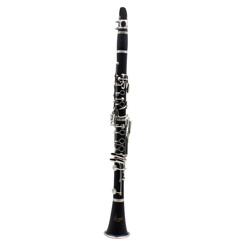ABS 17-Key Clarinet Bb Flat Soprano Binocular Clarinet with Cork Grease Cleaning Cloth Gloves 10 Reeds Screwdriver Reed Case black