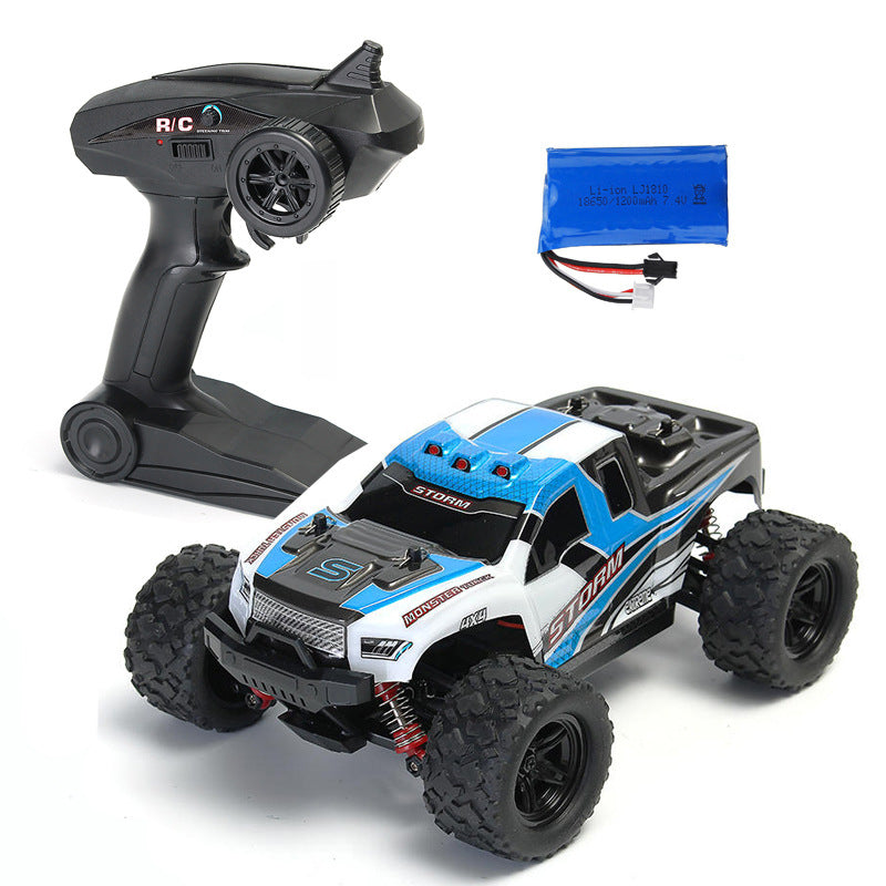 HS 18301/18302 1/18 2.4G 4WD 40 + MPH High Speed Big Foot RC Racing Car OFF-Road Vehicle Toys blue 1 battery
