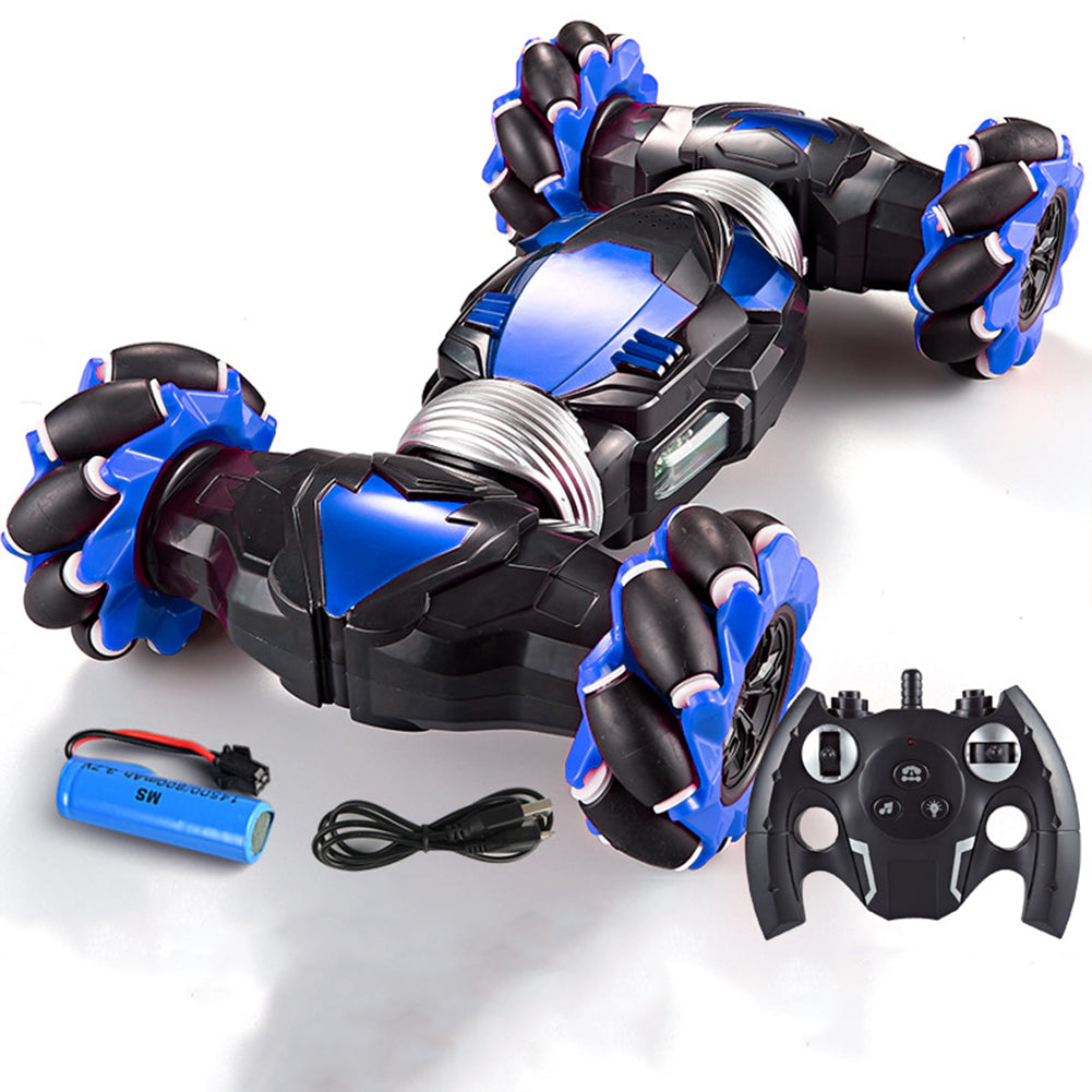 Plastic Gesture Induction Four-wheel Remote Control Car Twisting Off-road Vehicle Children Drift Rc Toys With Light Music C1-blue-stunt (single mode)
