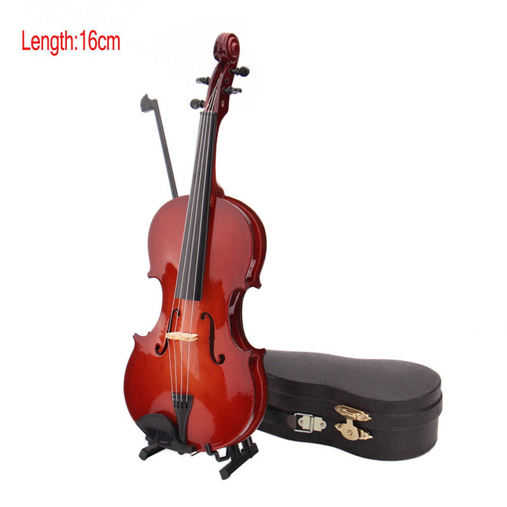 Mini Miniature Violin Model with Stand and Case Mini Musical Instrument Ornaments With violin case