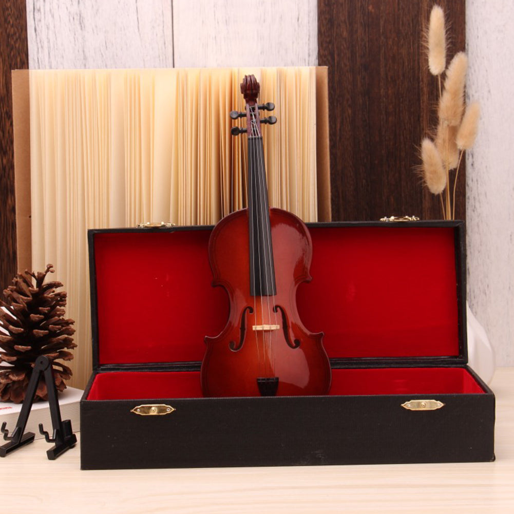 Mini Miniature Violin Model with Stand and Case Mini Musical Instrument Ornaments With rectangular box