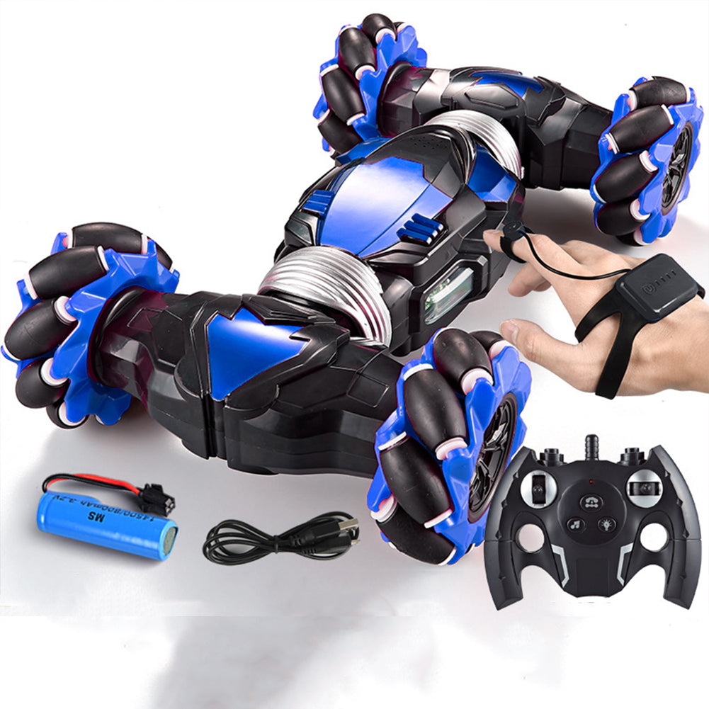 Plastic Gesture Induction Four-wheel Remote Control Car Twisting Off-road Vehicle Children Drift Rc Toys With Light Music C1-blue-stunt (dual mode)