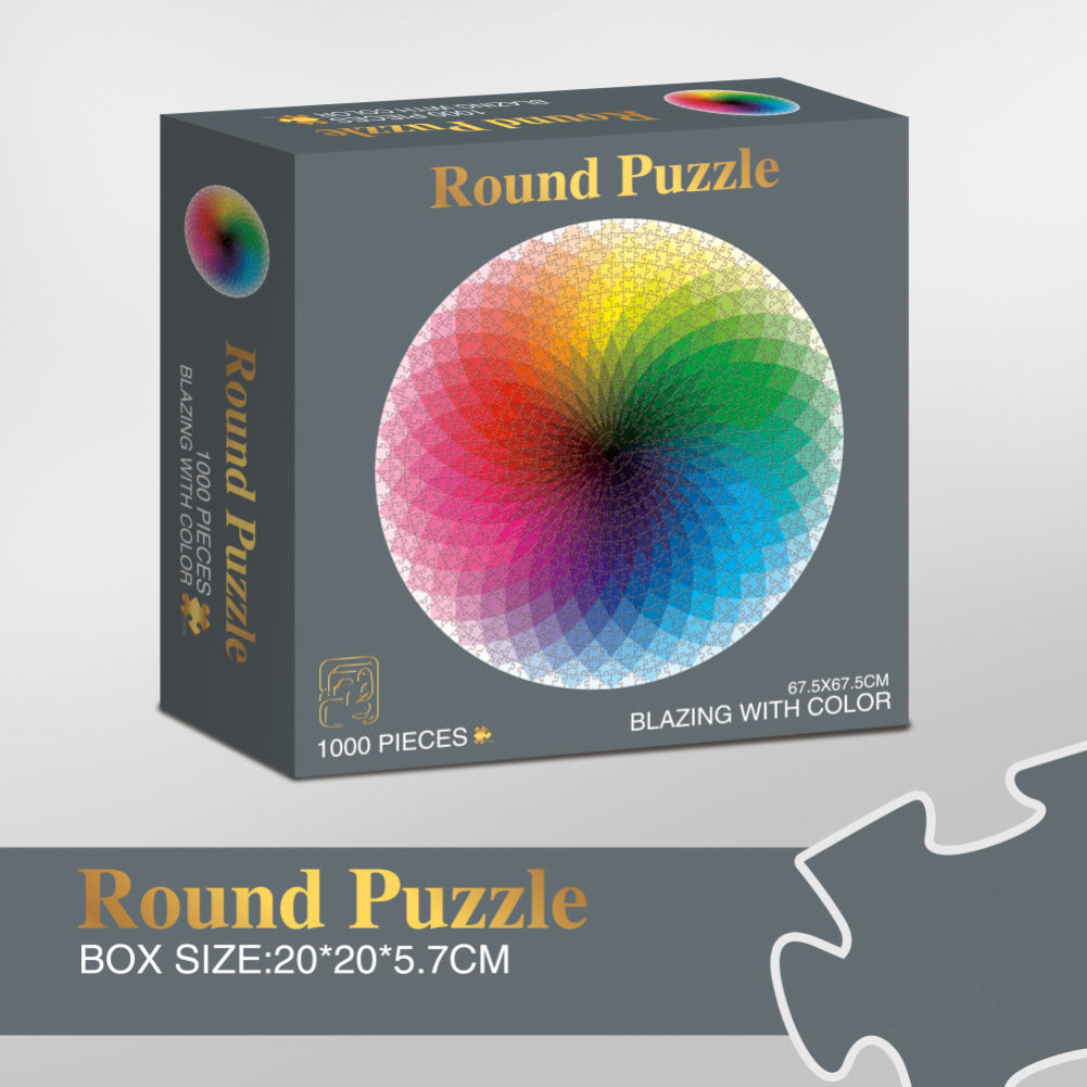 1000pcs/box Colorful Jigsaw Puzzle Rainbow Round Paper Geometrical Adult Kid DIY Educational Toy Thousand-color rainbow
