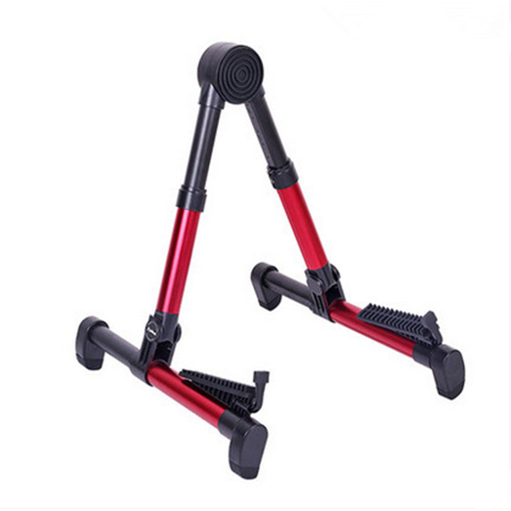 Portable Aluminum Floor Guitar Stand Adjustable Foldable Stand for All Types of Guitars, Basses, Ukuleles and Violins, Banjo red_FP10S