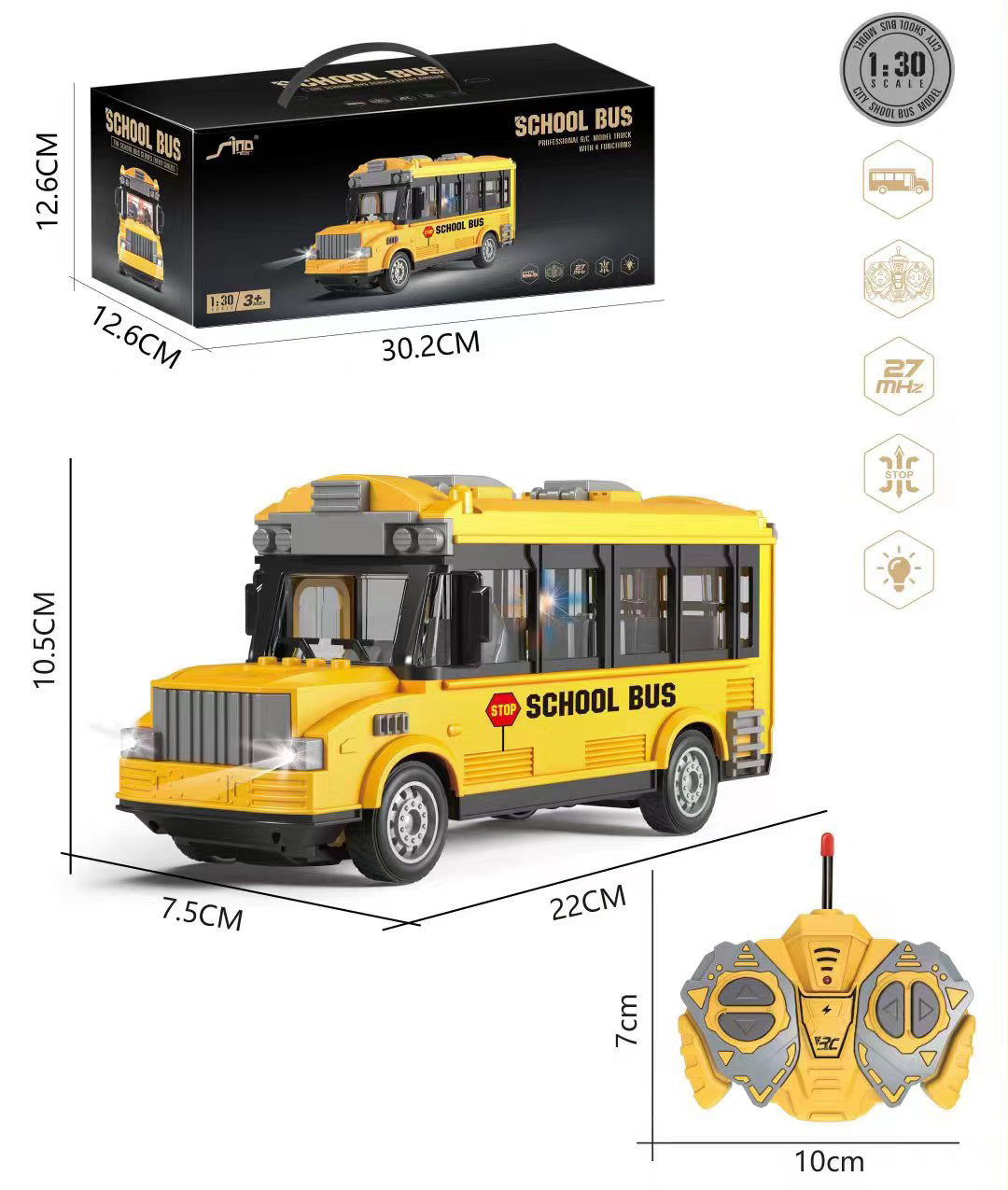 27MHz 4CH Rc Bus Model Simulation School Bus Retro Bus Ambulance Vehicles Toys For Boys Girls Birthday Xmas Gifts QH204-1D without battery