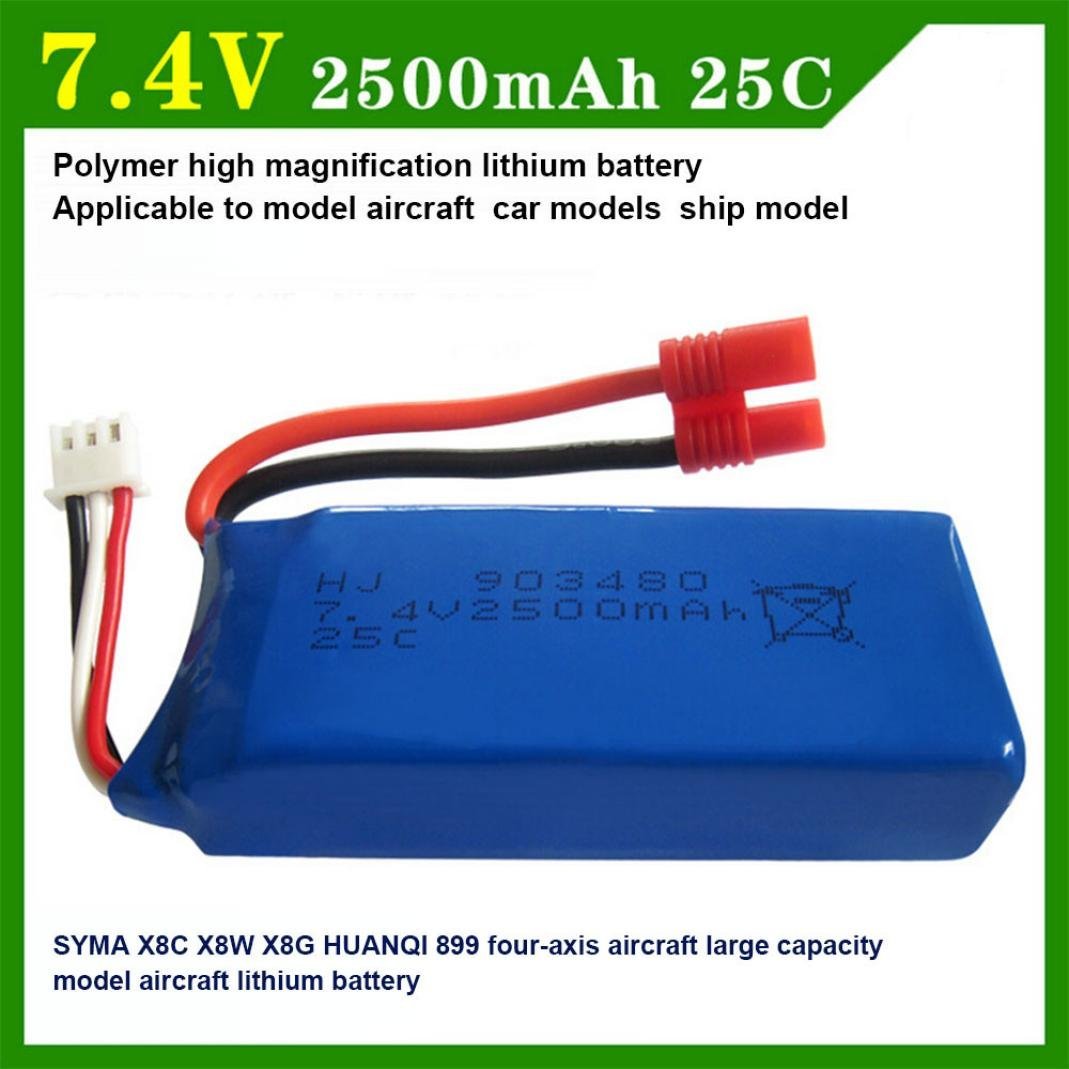 7.4V Lipo Battery for SYMA X8G X8HC X8HG Huanqi 899 RC Quadcoper 2500 mAh