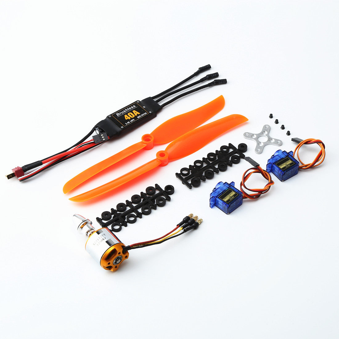 A2217 KV1250KV Brushless Motor 40A ESC SG90 9G Micro Servo 8060 Propeller for RC Fixed Wing Plane Helicopter as shown