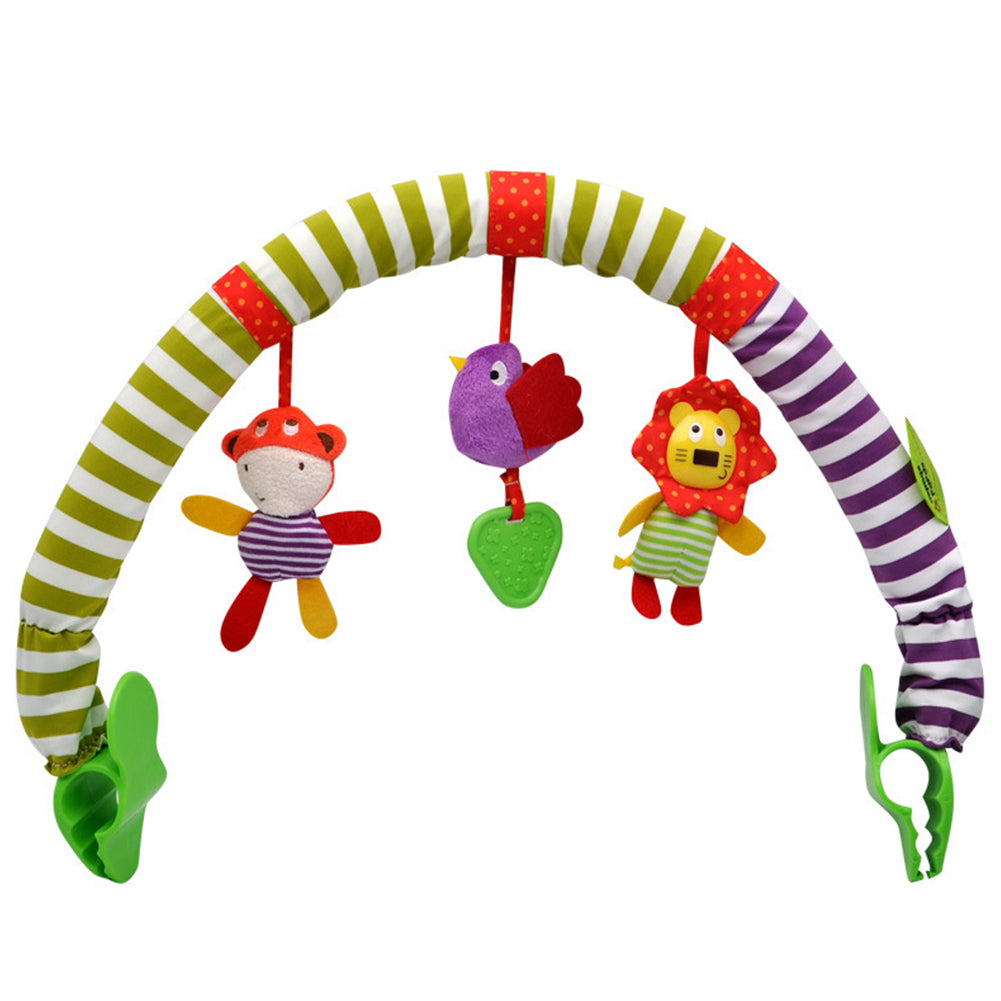 Music Bed Clip Hanging Bell Pendant Clip Moving Rattle Toy for Baby Stroller Safety Seat Bird lion