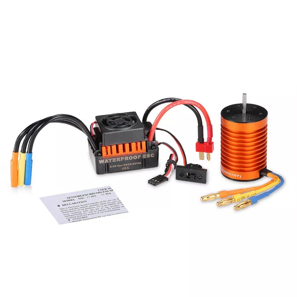 Surpass Hobby Waterproof F540 3930KV 4370KV 3300KV 3000KV Brushless Motor +45A ESC For 1/10 Rc Car Parts