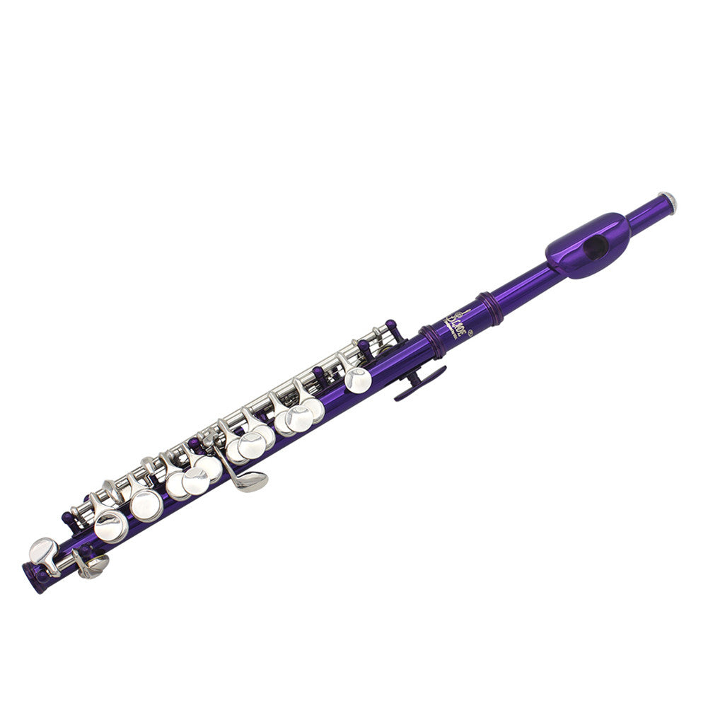 Delicate Piccolo Short Flute Plated 16 Sound Holes C Key Cupronickel with Leather Box+Cleaning Cloth+Screwdriver purple