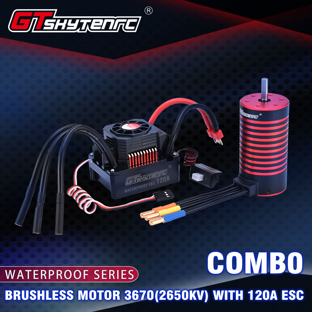 GTSKYTENRC Waterproof Combo F540 3300KV 4370KV Brushless Motor w/ 45A ESC for 1/10 RC Tamiya Axial Redcat 4370KV+45A