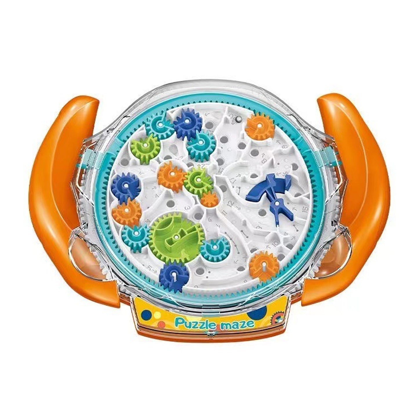 3D Maze Puzzle Game Funny Gear Labyrinth Disk Gear Balance Ball Brain Teaser Puzzle Logic Game Toys For Kids orange