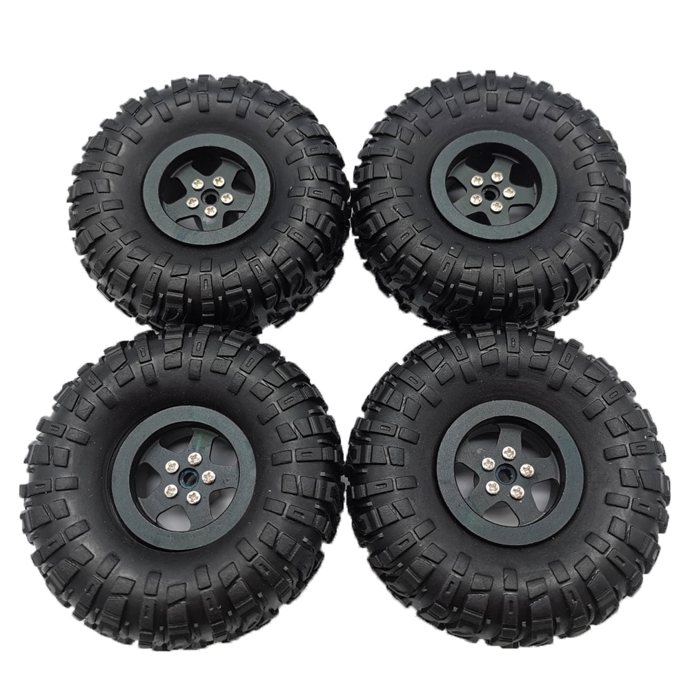 MN Model Metal Beadlock Wheel Rim Rubber Tires Set for MN45 D90 91 96 99 99S 99A 1/12 Rc Car Model Spare Parts DIY black_4PCS