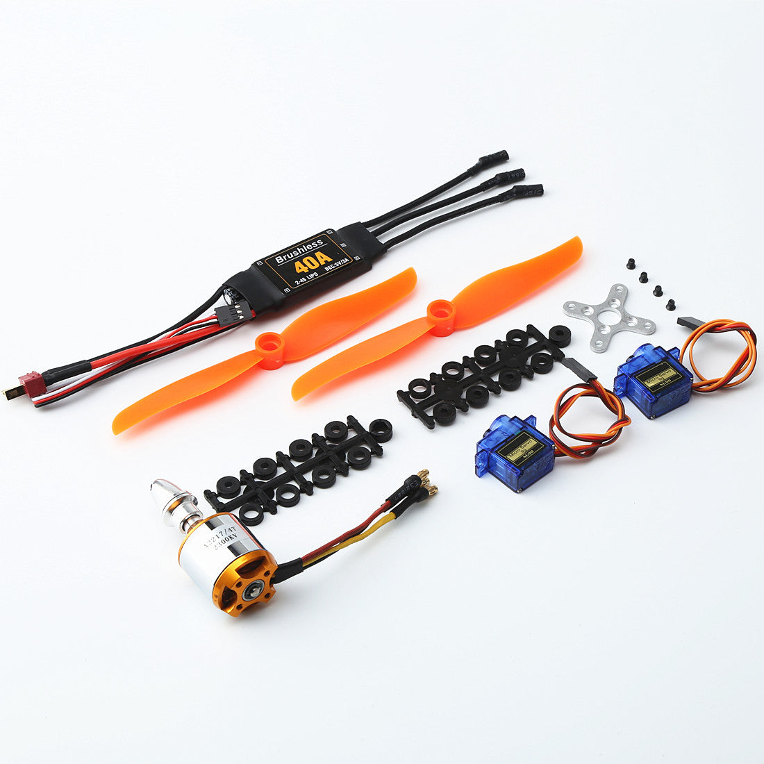 A2217 KV2300KV Brushless Motor 40A ESC SG90 9G Micro Servo 6035 Propeller for RC Fixed Wing Plane Helicopter as shown