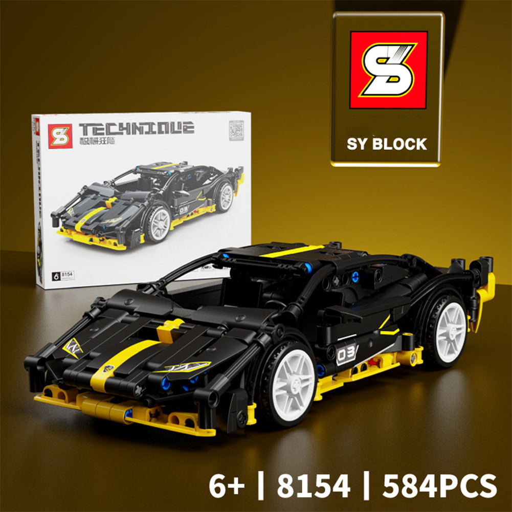 Machinery Pull Back Sports Car Building Blocks Toys Small Particle Bricks Racing Vehicle Assembled Model Holiday Gifts For Boy 8154