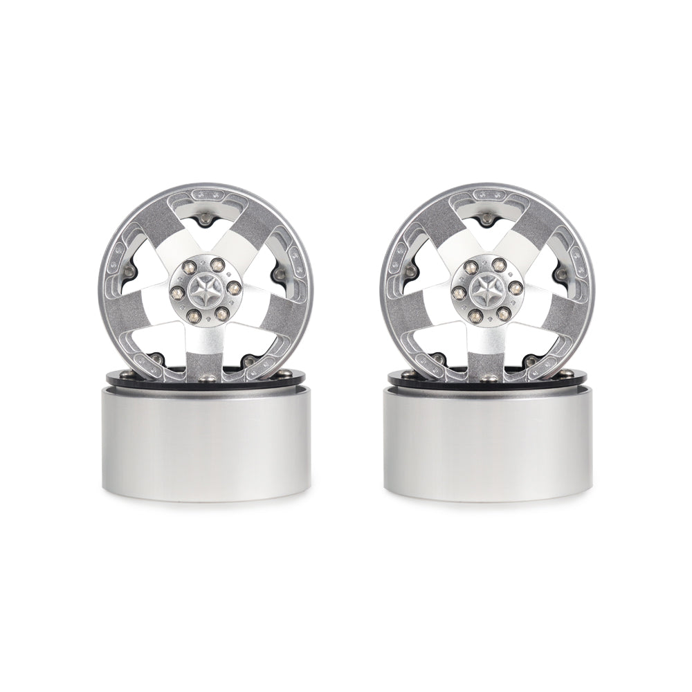 4Pcs Aluminum Alloy 202 Wheels Rims for 1/10 RC Crawler Axial SCX10 SCX10 II 90046 Traxxas TRX4 D90 silver