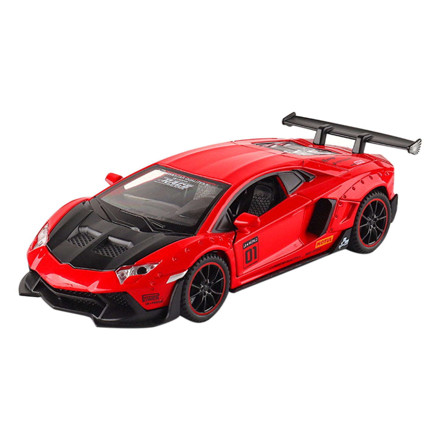 LP700 Sports Car Model With Sound Light Children Simulation Pull-back Car Ornaments For Boys Birthday Gifts Collection hardtop red