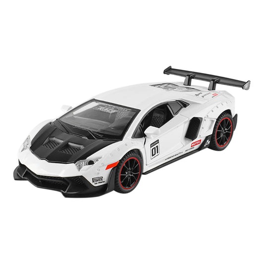 LP700 Sports Car Model With Sound Light Children Simulation Pull-back Car Ornaments For Boys Birthday Gifts Collection hardtop white