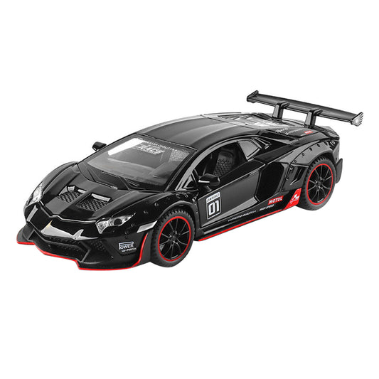 LP700 Sports Car Model With Sound Light Children Simulation Pull-back Car Ornaments For Boys Birthday Gifts Collection hardtop black