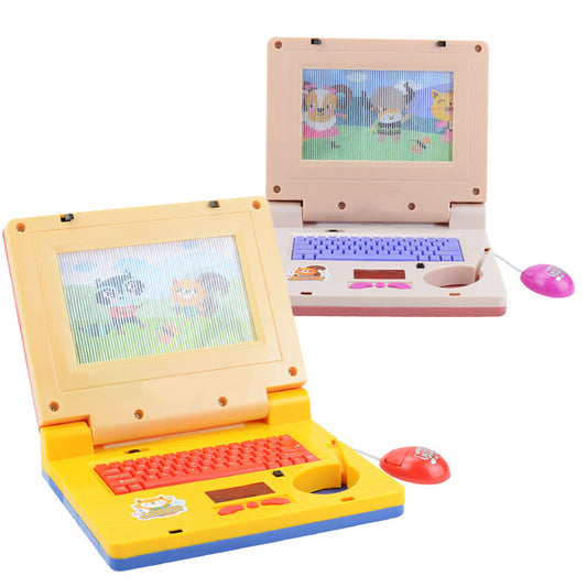 Simulation Laptop Learning Machine With Lighting Music Cartoon Computer Enlightenment Early Educational Toys yellow