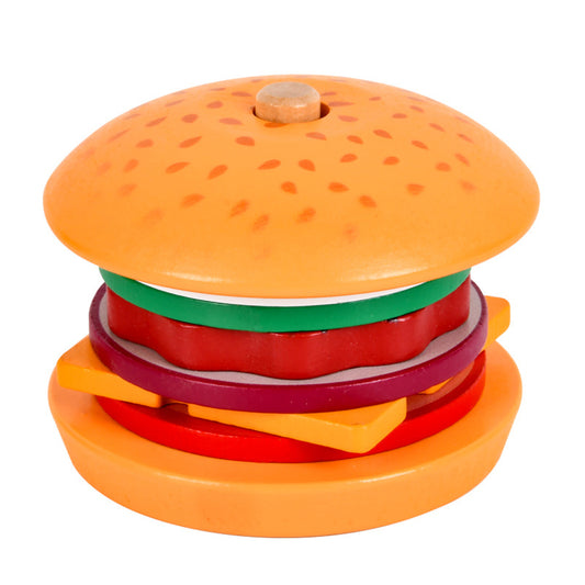 Children Wooden Toys Simulation Hamburger Sandwich Color Shape Matching Board Game Toys For Birthday Gifts Hamburger