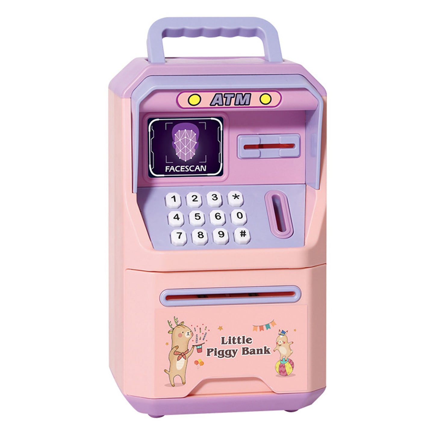 Intelligence Piggy Bank Simulation Facial Recognition Password ATM Machine With Handle Coins Cash Saving Box Toy