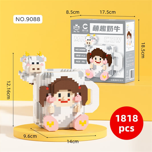 Cute Cartoon Building Blocks Pen Holder Children Puzzle Assembled Building Bricks Toys For Children Gifts 9088