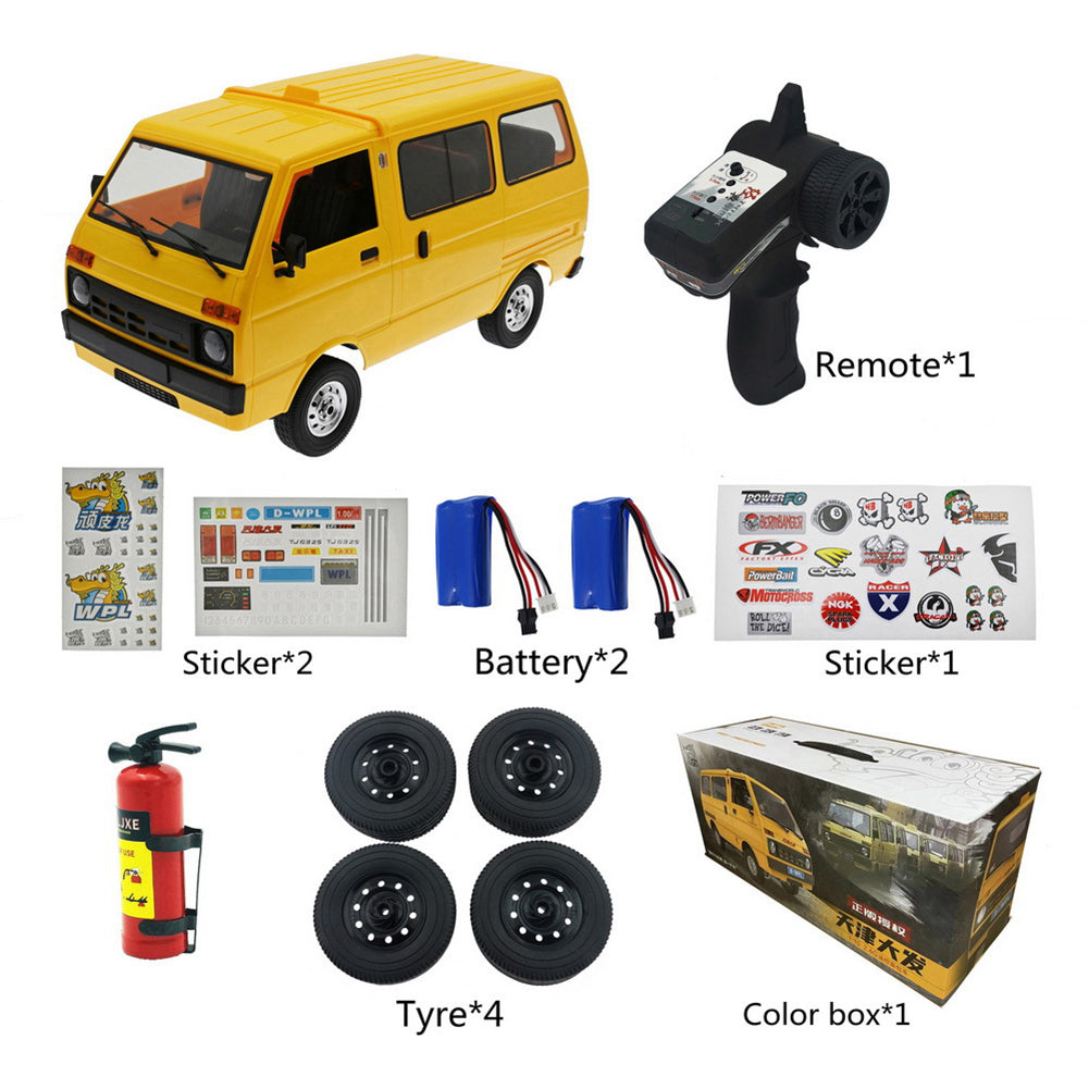 Wpl D42 Van 1:10 Tj110 Drift Remote  Control  Car With Sticker Metal Tire Large-angle Steering Children Gifts Play Toys For Boys Black 2 battery