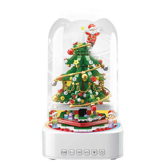 Christmas Tree Lighting Building Blocks Music Boxes Electric Figure Doll Building Bricks Rotating Music Boxes