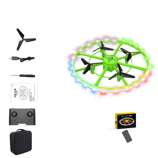 F181 Intelligent Fixed Height Dazzling Light Uav  Toys Obstacle Avoidance Gesture Remote Control Aircraft Collision-resistant Anti-fall Aircraft Storage bag + color box_Yellow-Dual Battery