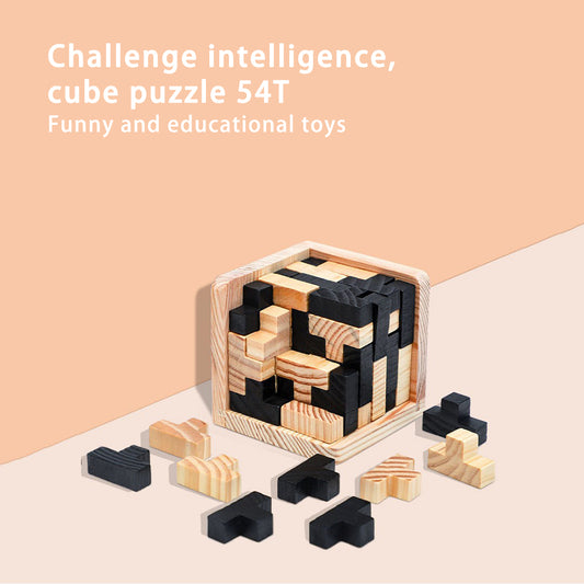 Classical Wooden Cube Puzzle Ming Luban Interlocking Brain Teaser Early Learning Toy for Children Gifts