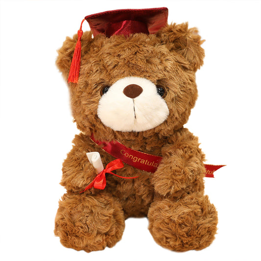 Cute Doctor Cap Bear Doll Graduation Bear Plush Doll Stuffed Plush Toys For Birthday Graduate Gifts For Student Kids red hat B 28cm