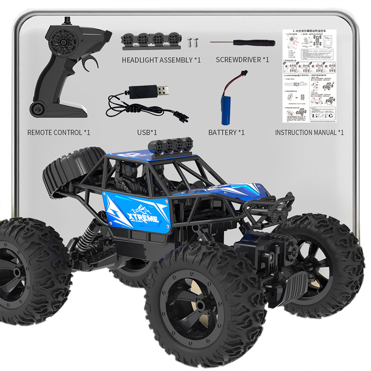 Q145 RC Car Alloy 2.4g 4wd Remote Control Car 1:16 RC Rock Crawler Truck Toy