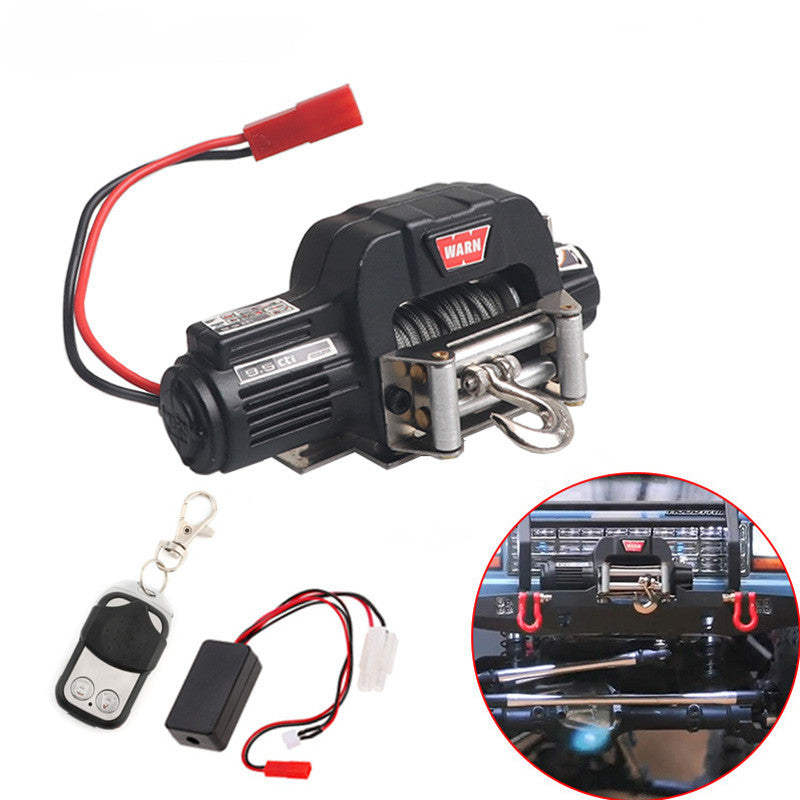 Automatic Winch Wireless Remote Controller Receiver for 1/10 RC Crawler Car Axial SCX10 TRAXXAS TRX4 D90 TF2 Tamiya CC01 Electric winch black + remote control
