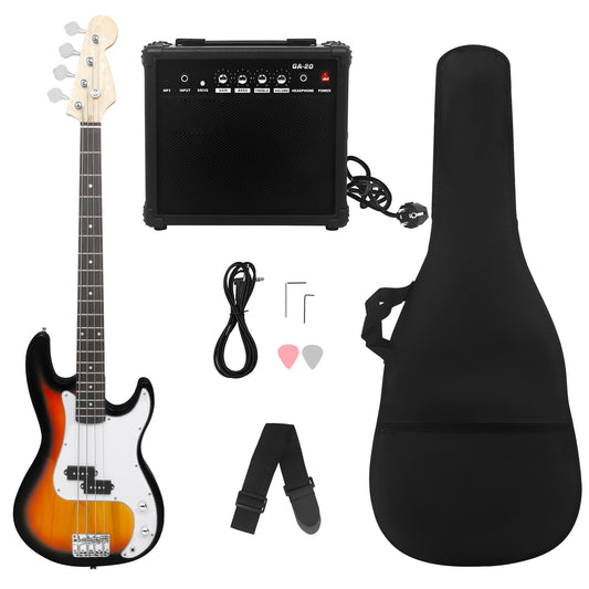 Electric Guitar Beginner Kit Rosewood Fingerboard 4 Strings Bass Accessories With Audio Picks Strap Guitar Bag Cable Wrench