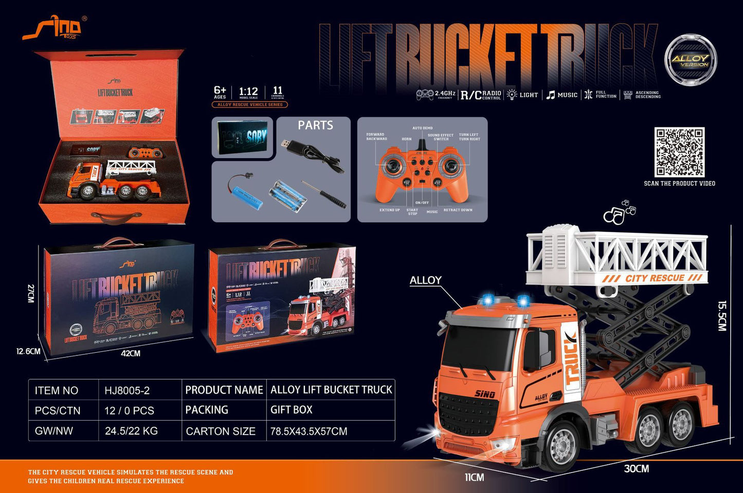 2.4G Remote Control Engineering Vehicle with Music Light Electric Car Model Toys