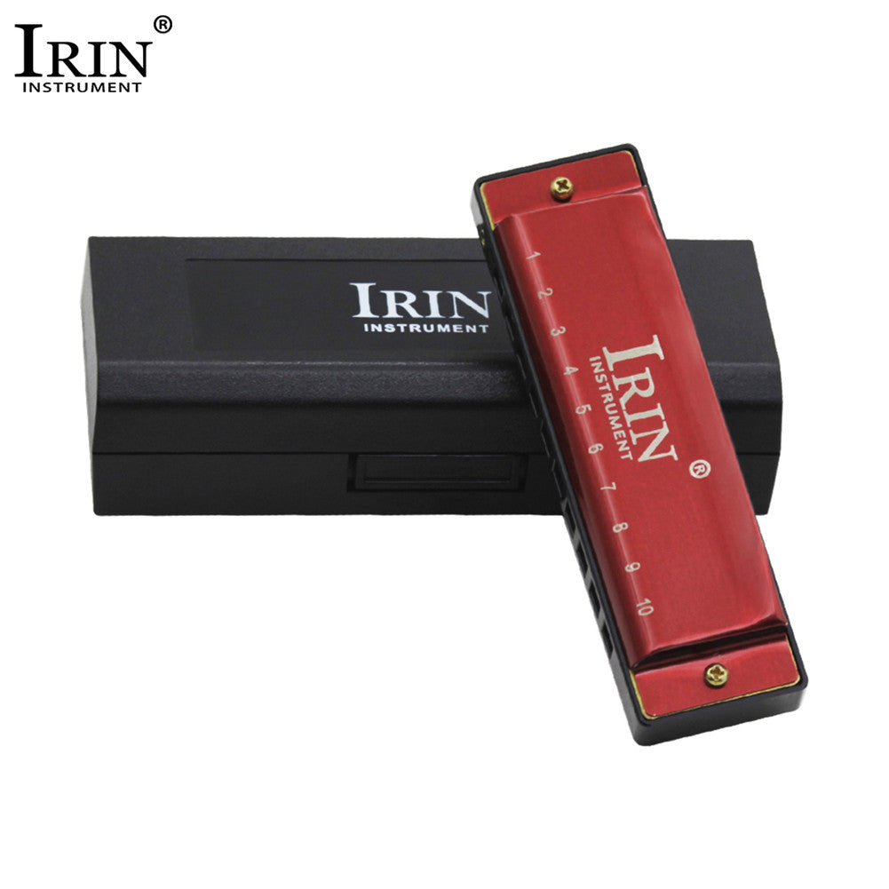 IRIN Portable 10 Hole 20 Tone G Key Harmonica red