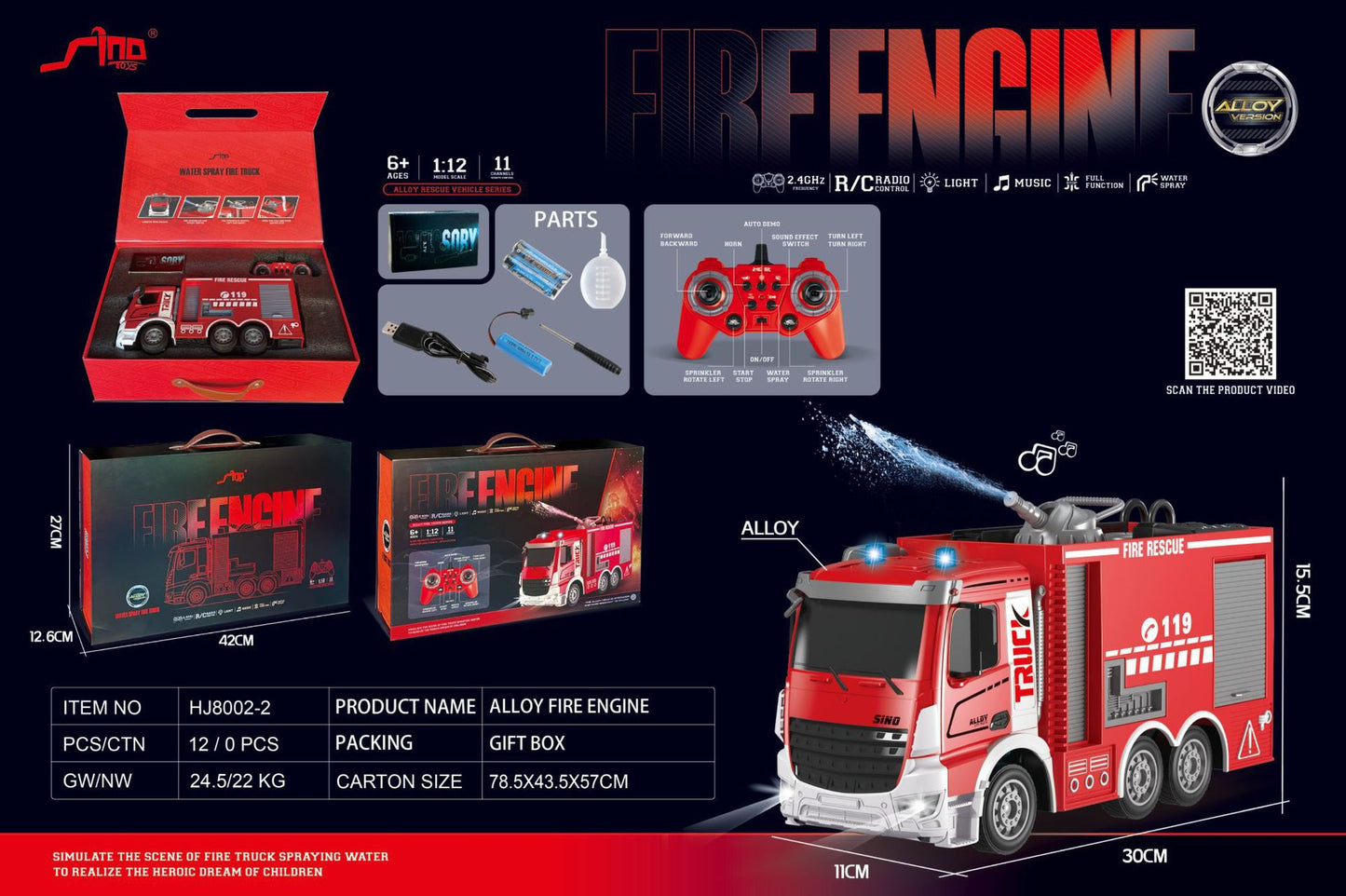 2.4G Remote Control Engineering Vehicle with Music Light Electric Car Model Toys