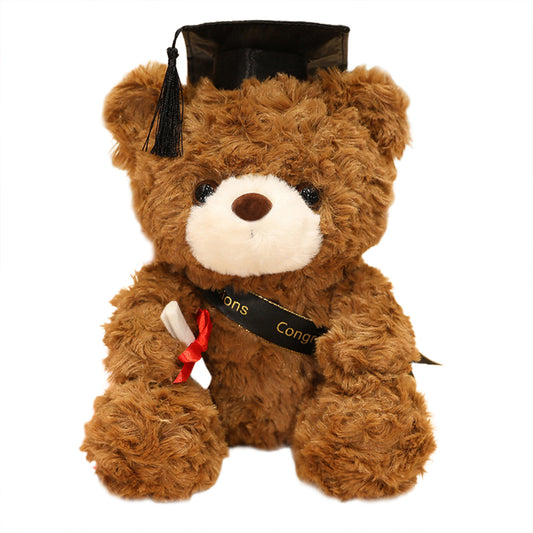 Cute Doctor Cap Bear Doll Graduation Bear Plush Doll Stuffed Plush Toys For Birthday Graduate Gifts For Student Kids black hat B 28cm